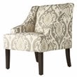 HomePop Suri Traditional Wood and Fabric Swoop Arm Accent Chair in Brown