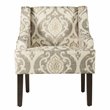 HomePop Suri Traditional Wood and Fabric Swoop Arm Accent Chair in Brown