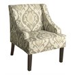 HomePop Suri Traditional Wood and Fabric Swoop Arm Accent Chair in Brown