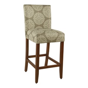 HomePop Braeburn 29&quot Traditional Wood and Fabric Barstool in Brown