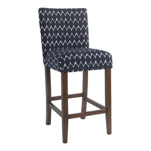 HomePop 29&quot Traditional Wood and Fabric Parsons Barstool in Textured Navy