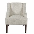 HomePop Traditional Wood and Fabric Swoop Arm Accent Chair in Cream/Gray