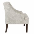 HomePop Traditional Wood and Fabric Swoop Arm Accent Chair in Cream/Gray
