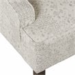 HomePop Traditional Wood and Fabric Swoop Arm Accent Chair in Cream/Gray