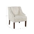HomePop Traditional Wood and Fabric Swoop Arm Accent Chair in Cream/Gray