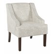 HomePop Traditional Wood and Fabric Swoop Arm Accent Chair in Cream/Gray