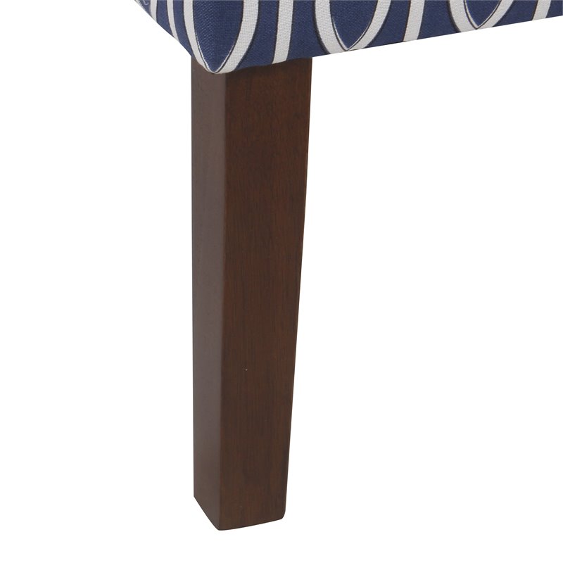 HomePop Bella Wood and Cotton Trellis Pattern Swoop Arm Accent Chair in Blue