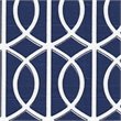 HomePop Bella Wood and Cotton Trellis Pattern Swoop Arm Accent Chair in Blue