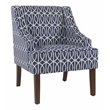 HomePop Bella Wood and Cotton Trellis Pattern Swoop Arm Accent Chair in Blue