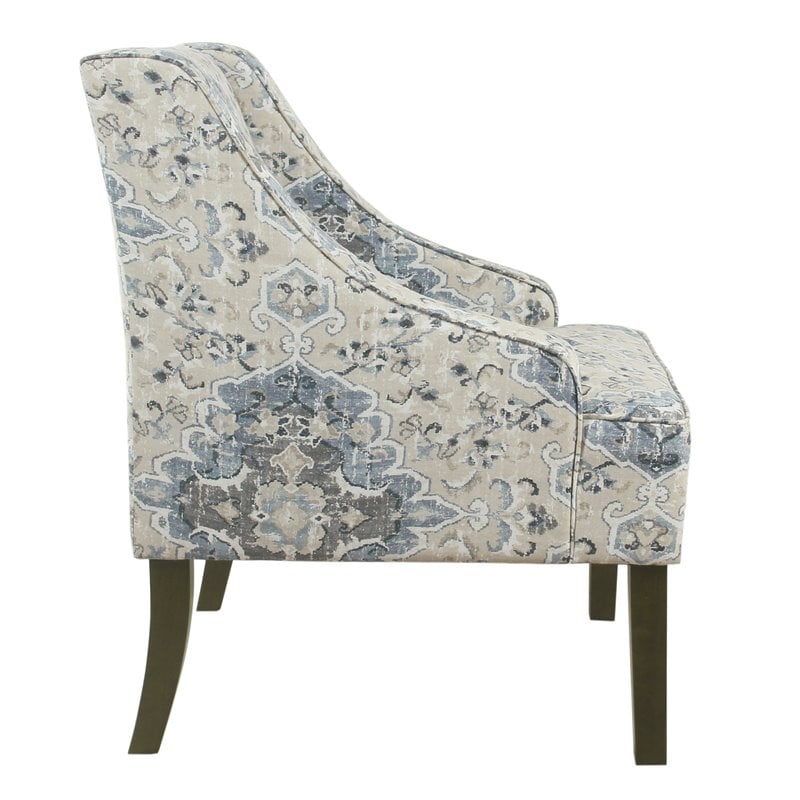 HomePop Traditional Fabric Swoop Arm Accent Chair in Antiqued Blue
