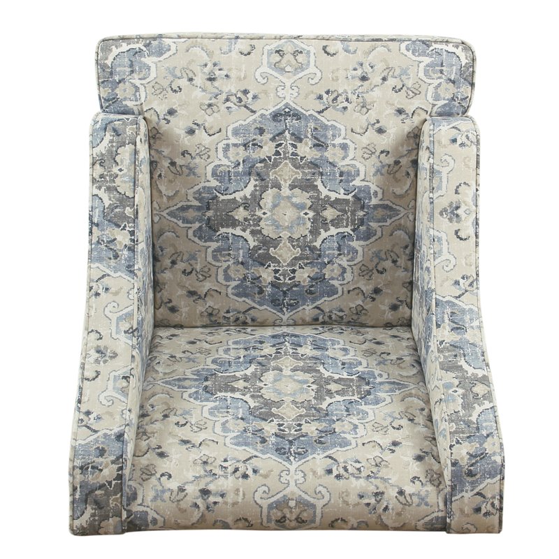 HomePop Traditional Fabric Swoop Arm Accent Chair in Antiqued Blue