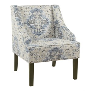 homepop traditional fabric swoop arm accent chair in antiqued blue