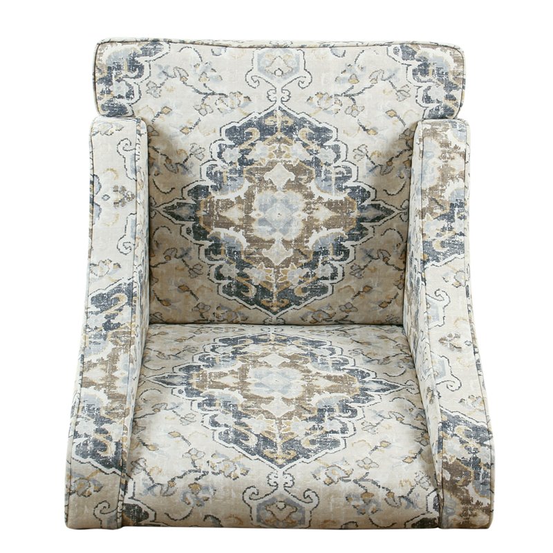 HomePop Traditional Fabric Swoop Arm Accent Chair in Ebony Cream