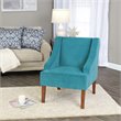 HomePop Traditional Wood and Velvet Swoop Arm Accent Chair in Blue