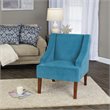 HomePop Traditional Wood and Velvet Swoop Arm Accent Chair in Blue