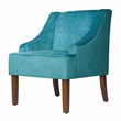 HomePop Traditional Wood and Velvet Swoop Arm Accent Chair in Blue