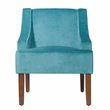 HomePop Traditional Wood and Velvet Swoop Arm Accent Chair in Blue