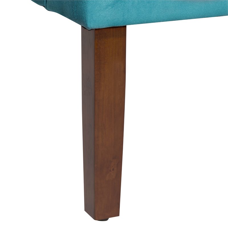 HomePop Traditional Wood and Velvet Swoop Arm Accent Chair in Blue