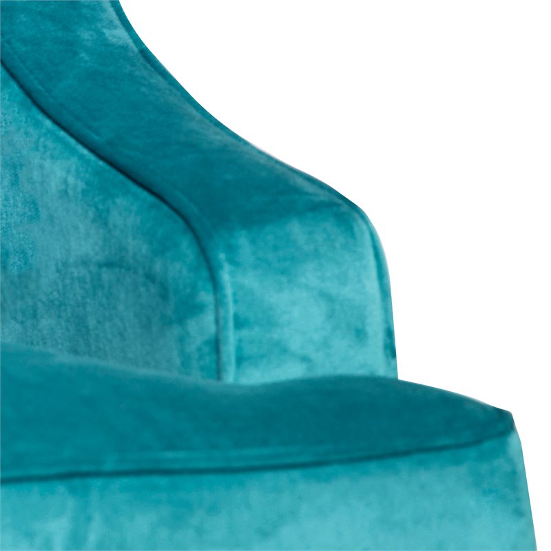 HomePop Traditional Wood and Velvet Swoop Arm Accent Chair in Blue