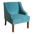 HomePop Traditional Wood and Velvet Swoop Arm Accent Chair in Blue