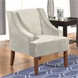 HomePop Traditional Wood and Velvet Swoop Arm Accent Chair in Gray