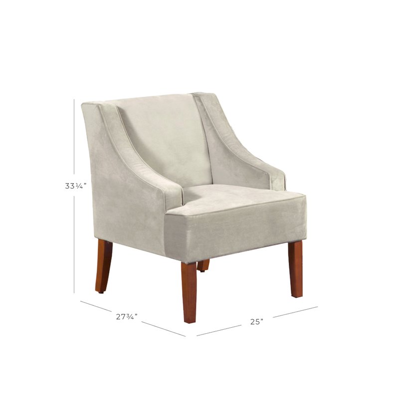 HomePop Traditional Wood and Velvet Swoop Arm Accent Chair in Gray