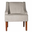 HomePop Traditional Wood and Velvet Swoop Arm Accent Chair in Gray