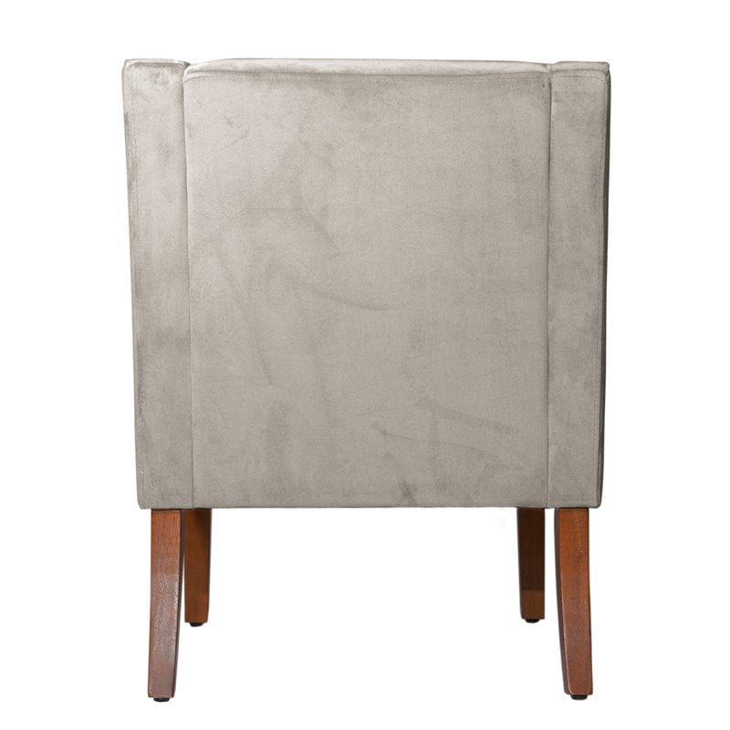 HomePop Traditional Wood and Velvet Swoop Arm Accent Chair in Gray
