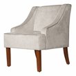 HomePop Traditional Wood and Velvet Swoop Arm Accent Chair in Gray
