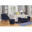 HomePop Traditional Wood and Velvet Swoop Arm Accent Chair in Dark Blue
