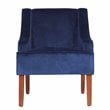 HomePop Traditional Wood and Velvet Swoop Arm Accent Chair in Dark Blue