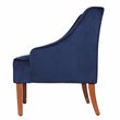 HomePop Traditional Wood and Velvet Swoop Arm Accent Chair in Dark Blue