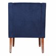 HomePop Traditional Wood and Velvet Swoop Arm Accent Chair in Dark Blue