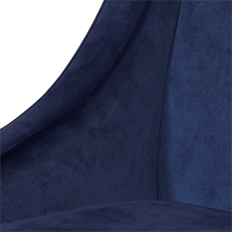 HomePop Traditional Wood and Velvet Swoop Arm Accent Chair in Dark Blue