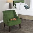 HomePop Traditional Wood and Velvet Swoop Arm Accent Chair in Green