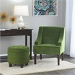 HomePop Traditional Wood and Velvet Swoop Arm Accent Chair in Green