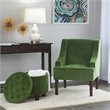 HomePop Traditional Wood and Velvet Swoop Arm Accent Chair in Green