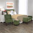 HomePop Traditional Wood and Velvet Swoop Arm Accent Chair in Green