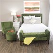 HomePop Traditional Wood and Velvet Swoop Arm Accent Chair in Green