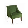 HomePop Traditional Wood and Velvet Swoop Arm Accent Chair in Green