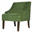 HomePop Traditional Wood and Velvet Swoop Arm Accent Chair in Green