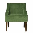 HomePop Traditional Wood and Velvet Swoop Arm Accent Chair in Green