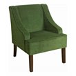 HomePop Traditional Wood and Velvet Swoop Arm Accent Chair in Green