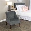 HomePop Traditional Wood and Velvet Swoop Arm Accent Chair in Dark Gray