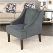 HomePop Traditional Wood and Velvet Swoop Arm Accent Chair in Dark Gray
