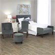 HomePop Traditional Wood and Velvet Swoop Arm Accent Chair in Dark Gray