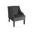 HomePop Traditional Wood and Velvet Swoop Arm Accent Chair in Dark Gray
