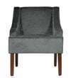 HomePop Traditional Wood and Velvet Swoop Arm Accent Chair in Dark Gray