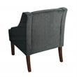HomePop Traditional Wood and Velvet Swoop Arm Accent Chair in Dark Gray
