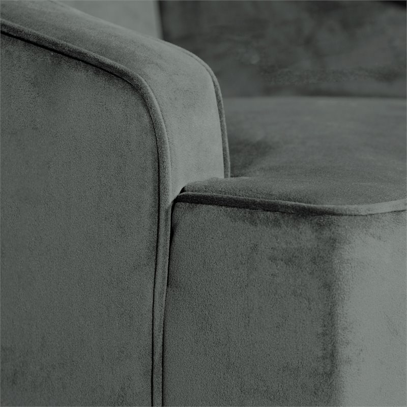 HomePop Traditional Wood and Velvet Swoop Arm Accent Chair in Dark Gray